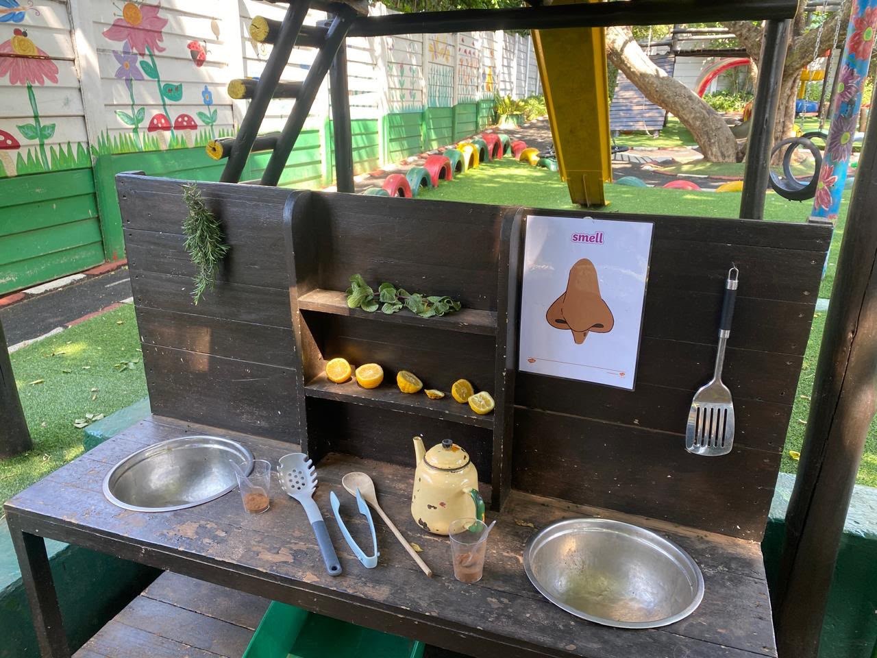 Outdoor sensory play kitchen at Kildrummy Pre-Primary